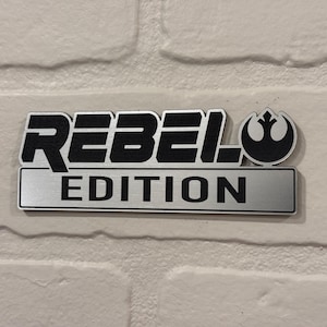 REBEL EDITION Laser Engraved Car Name Emblem Badge! Perfect for your car or truck! UV Resistent. Car-Safe Adhesive. Easy Install! New Design