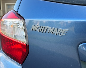 Custom Car Name Emblem: Nightmare Font, Car-Safe Adhesive