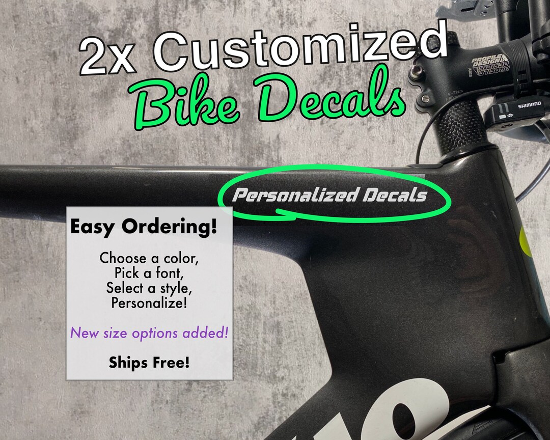 2 Custom Decals for Bike Frame Custom and Personalized Bike Frame Decal