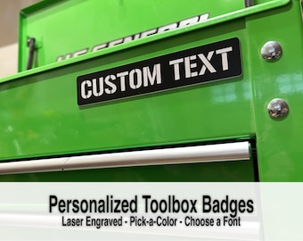 Badge gravé personnalisé pour porte-nom de boîte à outils : couleur personnalisée au choix