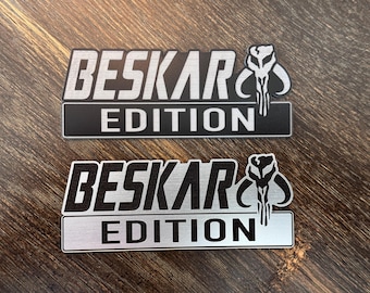 Beskar Edition Laser Engraved Car Emblem: UV Resistant, Car-Safe Adhesive