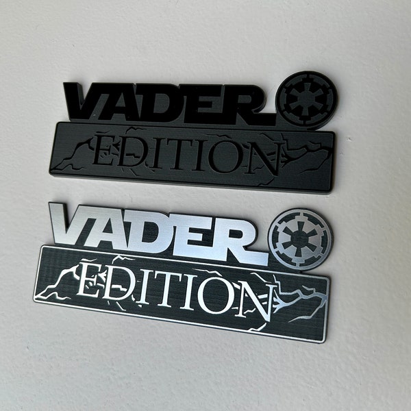 VADER EDITION Laser Engraved Car Name Emblem Badge! Perfect for your car or truck! UV Resistent.  Car-Safe Adhesive. 10-second Easy Install!