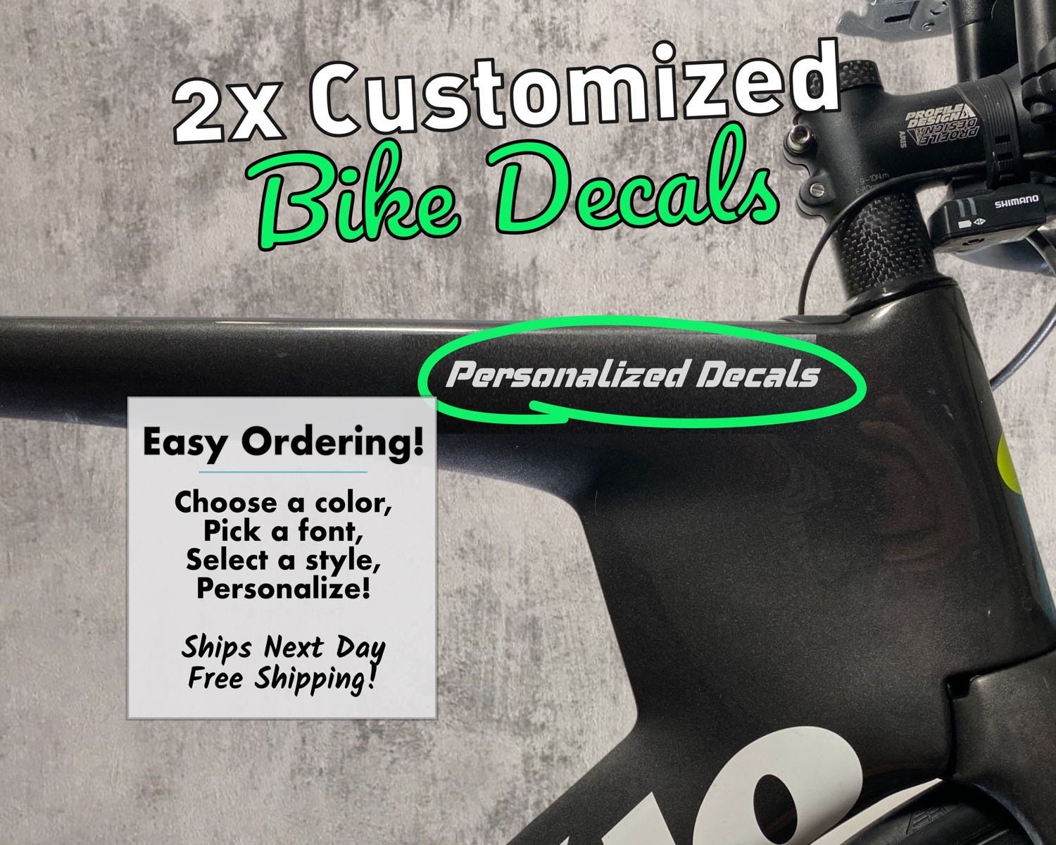 2 Custom Decals for Bike Frame Custom and Personalized Bike Etsy
