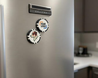 Custom UV Printed Poker Chip Fridge Magnets (8-Stripe Style)
