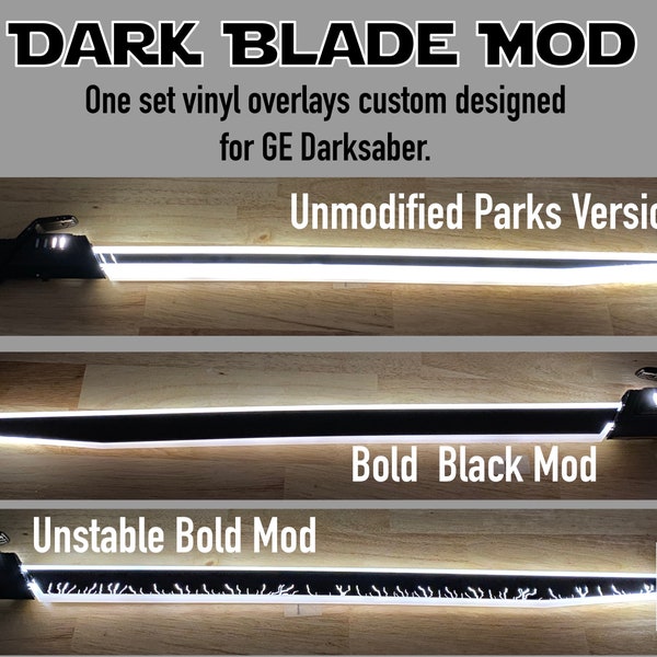 Dark Blade Mod: Custom Vinyl Overlay Mod for GE Darksaber Blades - Matching Set, Choose a Style