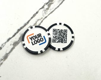 Custom Printed Poker Chips - Personalized Business Chips - 2-sided with Your Logo and QR Code
