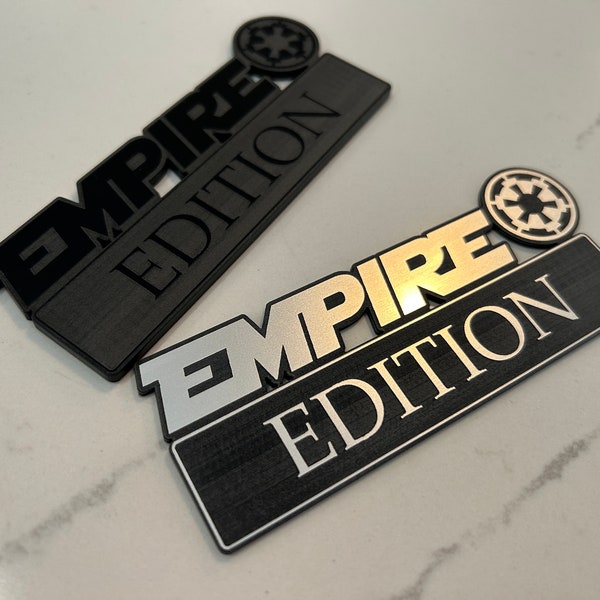 EMPIRE EDITION Laser Engraved Car Name Emblem Badge! Perfect for your car or truck! UV Resistant. Car-Safe Adhesive. 10-second Easy Install!