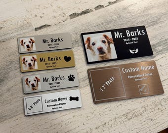 Custom Full Color (UV Printed) Pet Memorial Plaque, Photo Urn Nameplate, Acrylic Keepsake