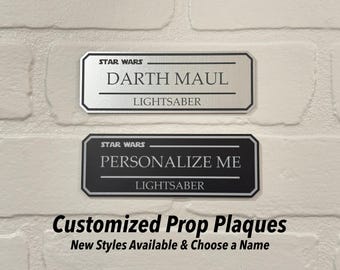 Prop Name Plate - Large (1.7x5) Lightsaber Name Plate/Name Plaque. For your GE Star Wars Sabers.  Pick a Name/Style or Personalize!