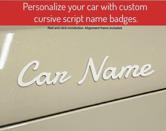 Custom Script Emblem Badge: Classic Truck Trim with Your Personalization - Car Safe Adhesive