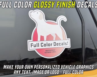 Custom Glossy Finish Vinyl Decals: Full Color Personalized Graphics for Car, Window, Business