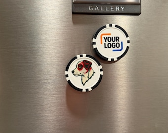 Custom UV Printed Poker Chip Fridge Magnets (8-Stripe Style)