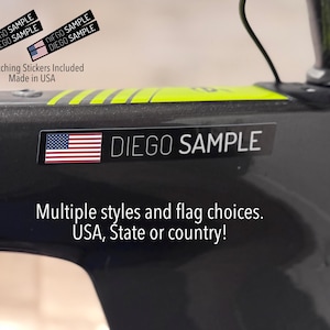 Custom Bike Name Stickers (4x, 2 Pair) Personalized Waterproof Vinyl Decals - Triathlon Road, Kid&#39;s Bike - Personalized Cycling Name Tags