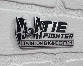 TIE Fighter Edition Laser Engraved Car Emblem: UV Resistant Badge