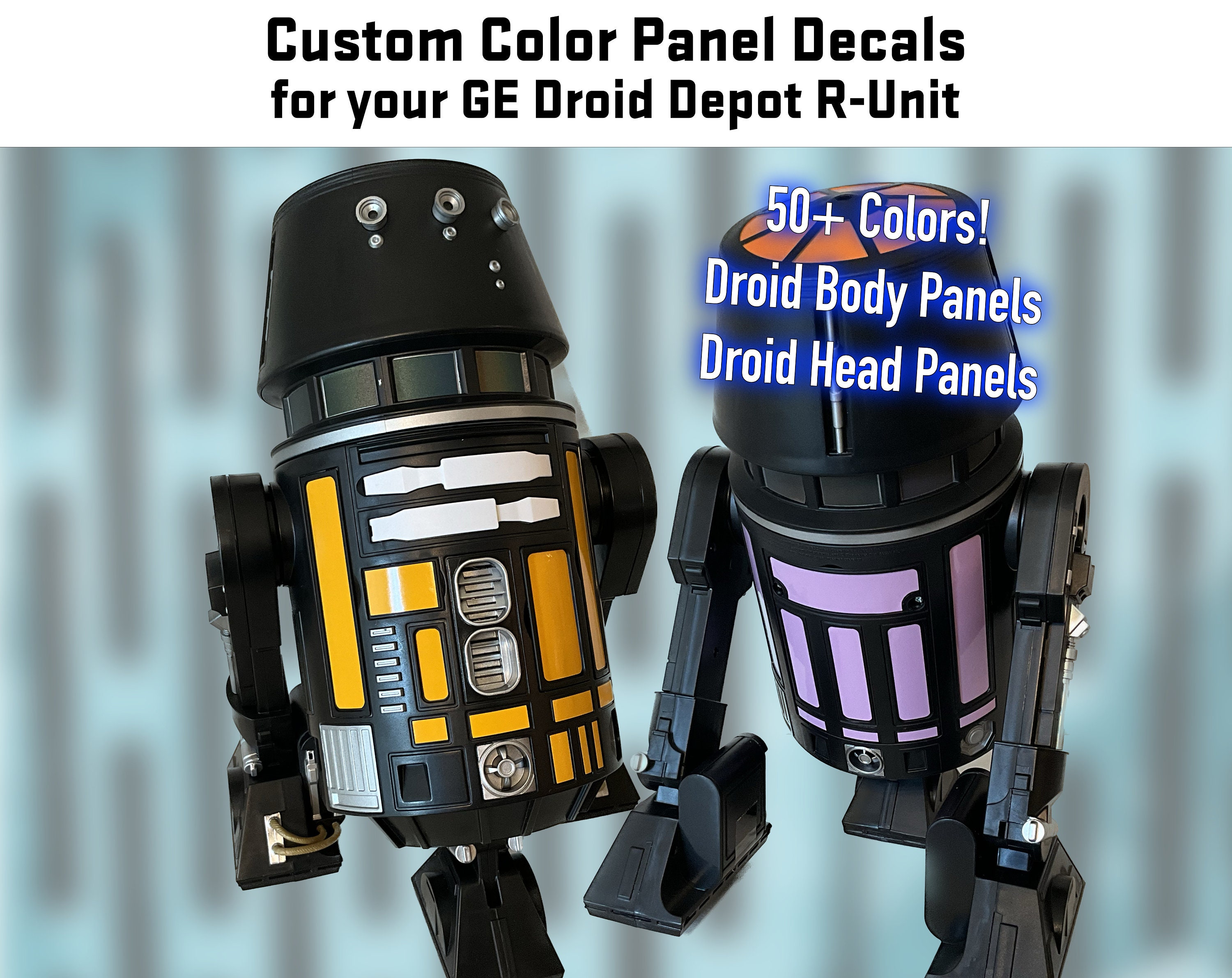 Stickers for GE Droid Panels - Custom fit high quality decals to retheme your Droid Depot Droid. Fits all R-Unit and SK-620 Droids