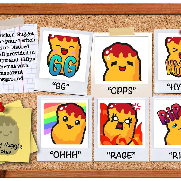 6 Cute Kawaii Chicken Nugget Themed Twitch Stream Emote Set