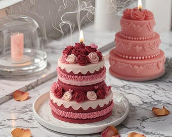 3D Cake Candle Silicone Mold-Three Layer Cake Candle Mold-Rose Flower Fondant Mold-Chocolate Cake Decor Mold-Wedding Birthday Candle Mold