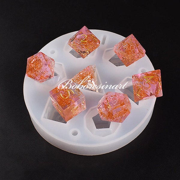 DND Dice Resin Silicone Mold-RPG Dice Set Mold-Polyhedral Dice Mold-7 Sharp Edge Dice Mold-Dungeons and Dragons Dice Mold-Epoxy Resin Mold