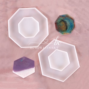 LET'S RESIN 18 Pcs Coaster Resin Molds Silicone, Coaster Molds with Round  Square Octagon Shape Holder Molds for Epoxy Resin, DIY Art Craft Cup Mats