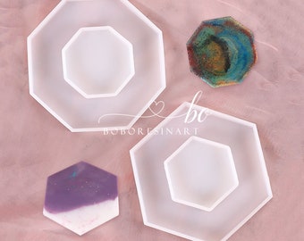 Concrete Coaster Mold-Hexagon Octagon Coaster Resin Mold-Cup Coaster Mold-Cement Plaster Coaster Craft Mold-Epoxy Resin Art Mold