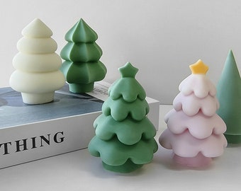 4 Styles Christmas Tree Candle Mold-Star Christmas Tree Candle Mold-Christmas Candle Silicone Mold-DIY Aromatherapy Plaster Mold