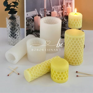 3D Honeycomb Candle Silicone Mold-Honeycomb Candle Mold-Cylinder Candle Mold-Scented Pillar Candle Mold