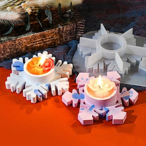 Snowflake Candlestick Silicone Mold-Snowflake Tealight Holder Mold-Concrete Candle Holder Mold-Christmas Decor Mold-Epoxy Resin Art Mold