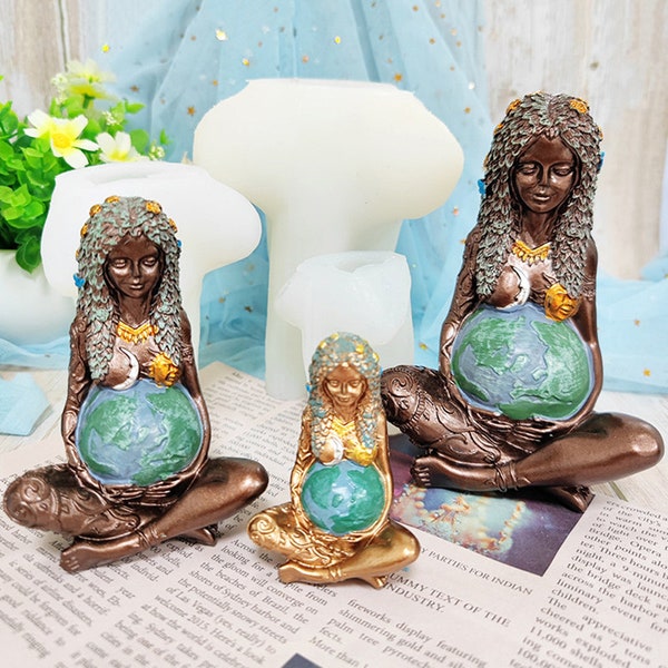 Gaia Candle Silicone Mold-Goddess Gaia Candle Mold-Mother Earth Candle Mold-Gaia Sculpture Candle Mold-Jesmonite Plaster Decoration Mold