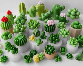 Molde de silicone para velas suculentas com 45 estilos - Molde para velas de plantas suculentas - Molde para velas de cacto - Molde para resina de flores suculentas - Molde para decoração de plantas de jardim