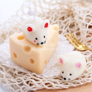 3D Mouse Candle Silicone Mold-Small Mouse Candle Mold-Cheese Candle Mold-Mouse Cheese Fondant Cake Decor Mold-Aromatherapy Candle Mold