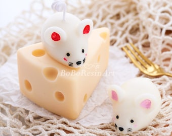 3D muis kaars siliconen mal-kleine muis kaars schimmel-kaas kaars schimmel-muis kaas fondant cake decor schimmel-aromatherapie kaars schimmel