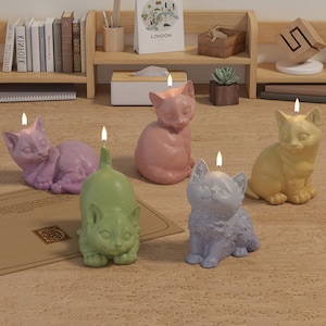 5 Styles Kitten Silicone Mold-Little Kitten Candle Mold-Lucky Cat Candle Mold-Animal Cat Resin Mold-Aromatherapy Plaster Mold