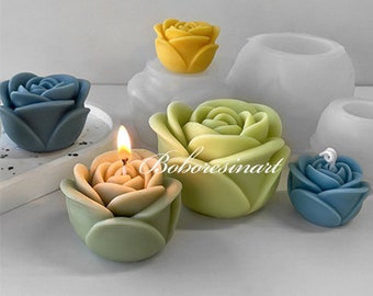 3D Rose Candle Silicone Mold-Rose Flower Candle Mold-Valentine's Day Rose Candle Mold-Beautiful Flower Resin Mold-Plaster Home Decor Mold