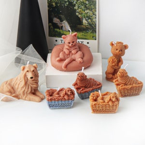 Animal Dog Candle Silicone Mold-Flower Basket Bulldog Candle Mold-Little Bear Candle Mold-Sofa Cat Candle Mold-Epoxy Resin Art Mold