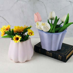 2 estilos jarrón silicona molde-jarrón geométrico resina molde-flores jarrón molde-hormigón macetero maceta molde-jesmonite cemento arte molde-hogar decoración molde