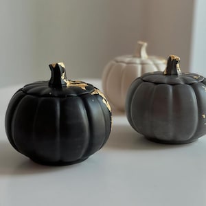 Pumpaburk silikonform - pumpa prydnadsask hartsform - pumpa ljusburkform med lock - betongcementform - jesmonit gipsdekorationsform