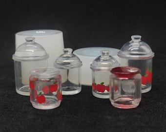 3 Styles Miniature Jar Silicone Mold-Dollhouse Candy Jar Resin Mold-Cute Jar Mold With Lid-Miniature Shop Kitchen Mold-UV Resin Art Mold