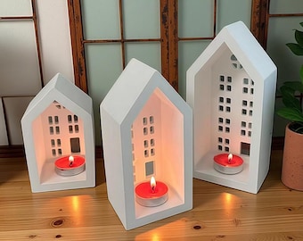 Nordic House Silicone Mold-House Candle Holder Mold-Hollow House Resin Mold-Heart House Light Mold-Concrete House Lamp Mold-Home Decor Mold