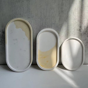 3 Styles Tray Resin Silicone Mold-Oval Storage Tray Mold-Oval Trinket Tray Mold-Concrete Candle Tray Mold-Cement Jesmonite Tray Mold