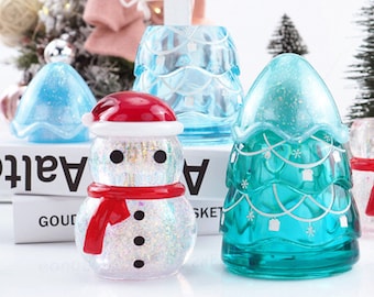 TOYMIS 4pcs Moule Silicone Résine Noel, 2 Styles Moule à Pendentif De Noël Avec Trou De Suspension Rond Moules D'Ornement De Noël Pour Bricolage Décoration De La Maison Fabrication De Bijoux