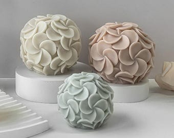 3D Hydrangea Candle Silicone Mold-Hydrangea Flower Candle Mold-Flower Ball Candle Mold-Aesthetic Candle Mold-Aromatherapy Candle Soap Mold