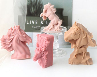 3D Horse Head Silicone Mold-Double Horse Candle Mold-Standing Horse Candle Mold-Animal Head Candle Mold-DIY Aromatherapy Plaster Mold