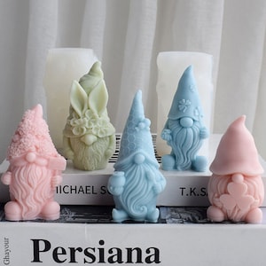12 Styles Gnome Silicone Mold-Honeycomb Gnome Candle Mold-Flower Snowflake Gnome Mold-Scented Candle Soap Mold-Cement Jesmonite Plaster Mold