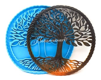 Moule en silicone d’arbre de vie-Grand moule rond d’arbre de vie-Moule d’art mural d’arbre de vie-Moule artisanal en résine époxy-Moule de décoration intérieure