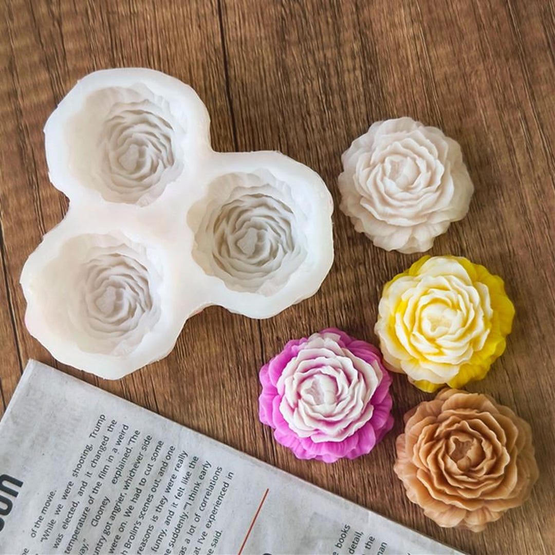 3D Large Peony Flower Silicone Molds DIY Candle Making Handmade Soap Clay Moulds