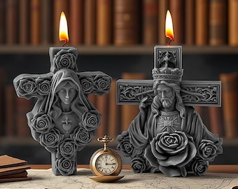 Halloween Cross Candle Silicone Mold-Virgin Mary Jesus Candle Mold-Sculpture Art Mold-DIY Aromatherapy Plaster Mold