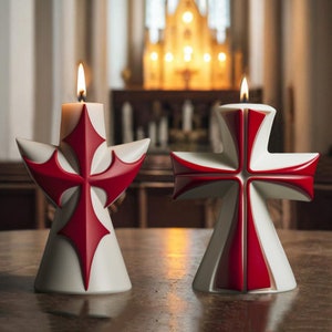 2 Styles Cross Candle Silicone Mold-Easter Cross Candle Mold-Cross Shape Soap Mold-Beeswax Pillar Candle Mold-Aroma Candle Soap Mold