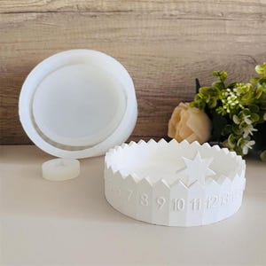 Christmas Calendar Silicone Mold-Calendar Candle Holder Mold-Round Calendar Tray Mold-Countdown Calendar Mold-Concrete Cement Plaster Mold