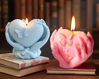 Romantic Love Candle Silicone Mold-Butterfly Heart Candle Mold-Hand Holding Art Mold-DIY Aromatherapy Plaster Mold