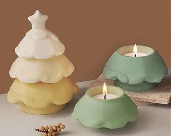 Stampo in silicone per barattolo di candele di Natale, stampo in resina per scatola di immagazzinaggio di Natale, stampo per portacandele ad albero di Natale, stampo per cemento e cemento, stampo per decorazioni per la casa